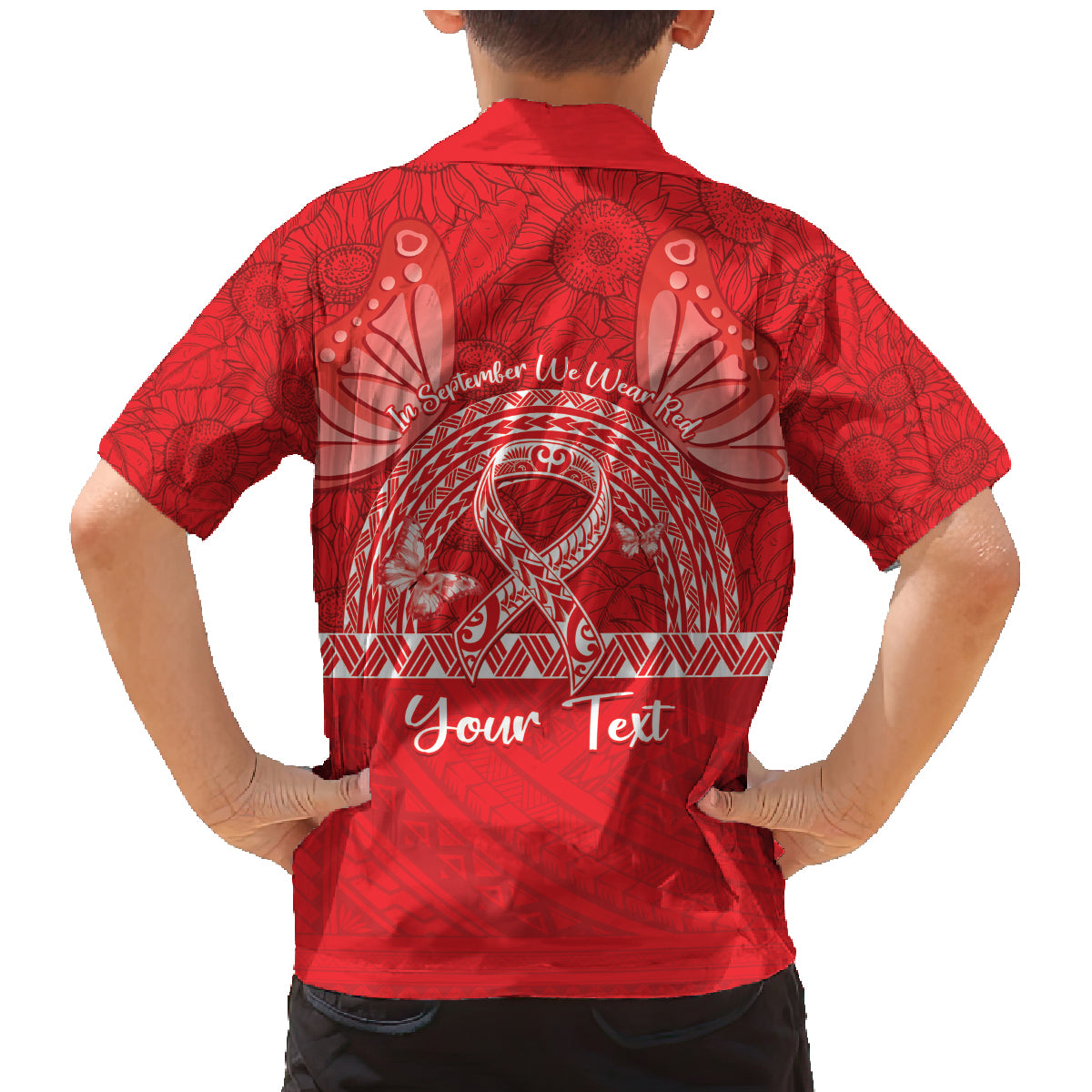 Personalised In September We Wear Red Family Matching Mermaid Dress and Hawaiian Shirt Polynesia Blood Cancer Awareness LT14 - Polynesian Pride