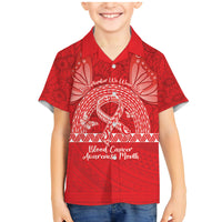 Personalised In September We Wear Red Family Matching Mermaid Dress and Hawaiian Shirt Polynesia Blood Cancer Awareness LT14 Son's Shirt Red - Polynesian Pride
