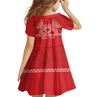 Personalised In September We Wear Red Family Matching Off Shoulder Short Dress and Hawaiian Shirt Polynesia Blood Cancer Awareness LT14 - Polynesian Pride