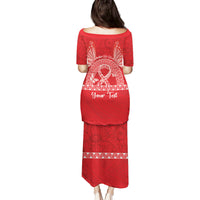 Personalised In September We Wear Red Family Matching Puletasi and Hawaiian Shirt Polynesia Blood Cancer Awareness LT14 - Polynesian Pride