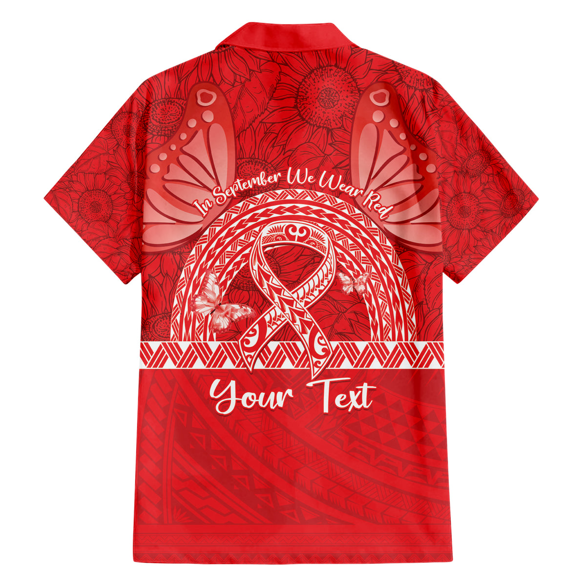 Personalised In September We Wear Red Family Matching Short Sleeve Bodycon Dress and Hawaiian Shirt Polynesia Blood Cancer Awareness LT14 - Polynesian Pride