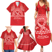 Personalised In September We Wear Red Family Matching Summer Maxi Dress and Hawaiian Shirt Polynesia Blood Cancer Awareness LT14 - Polynesian Pride