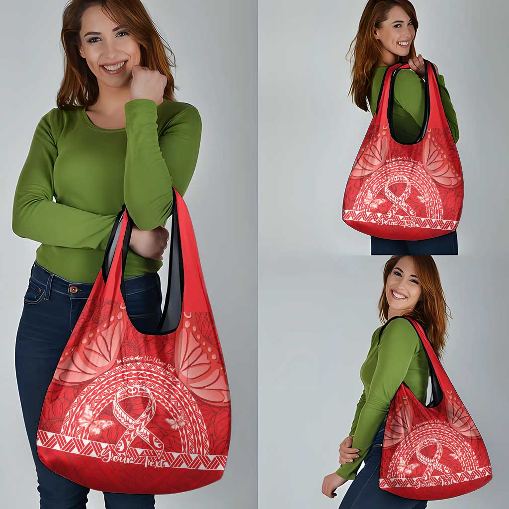Personalised In September We Wear Red Grocery Bag Polynesia Blood Cancer Awareness