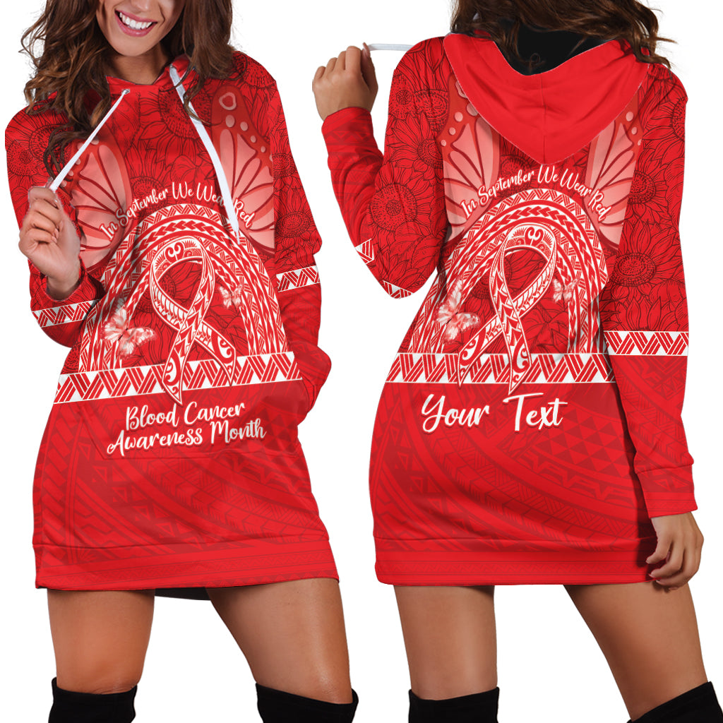 Personalised In September We Wear Red Hoodie Dress Polynesia Blood Cancer Awareness LT14 - Polynesian Pride