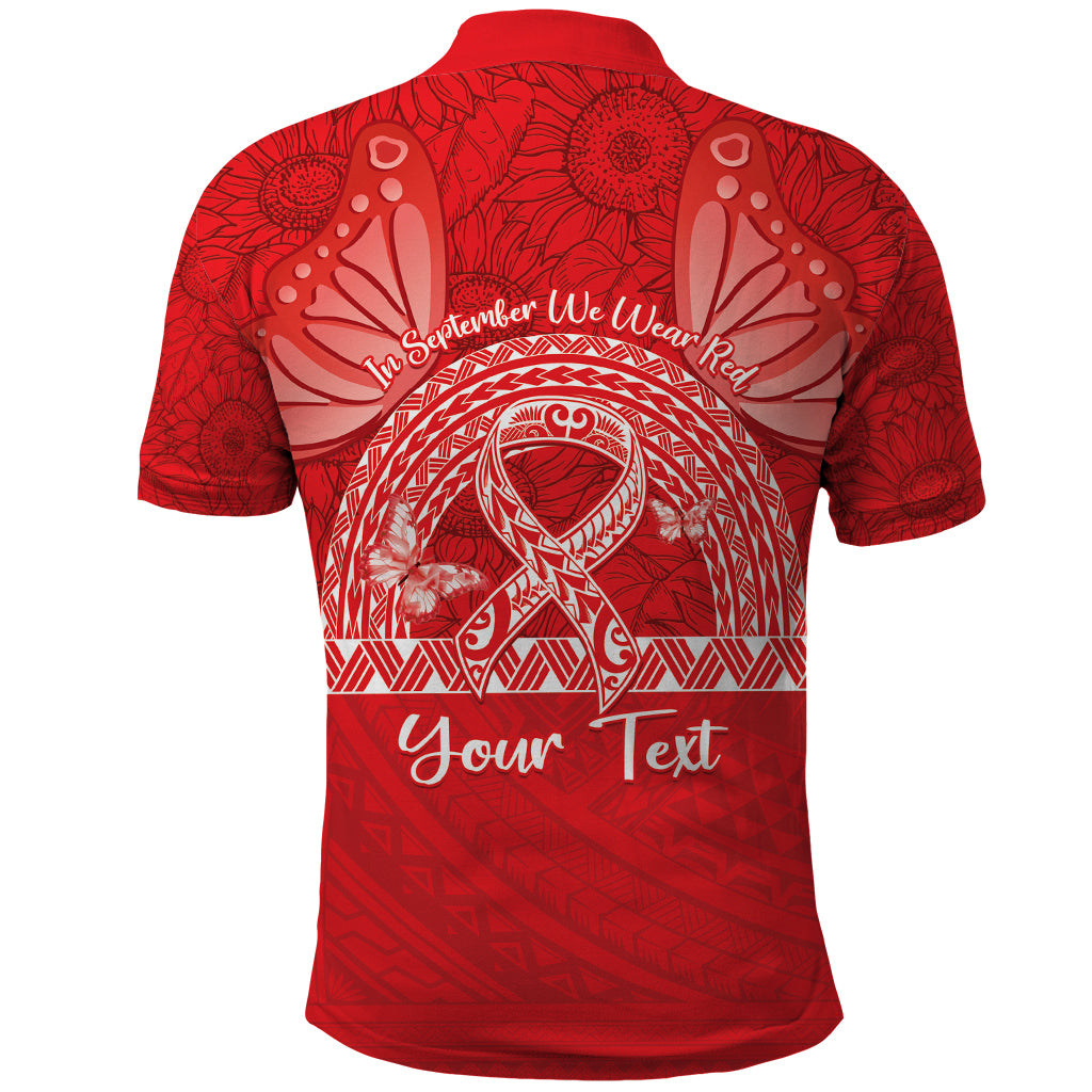 Personalised In September We Wear Red Polo Shirt Polynesia Blood Cancer Awareness LT14 - Polynesian Pride