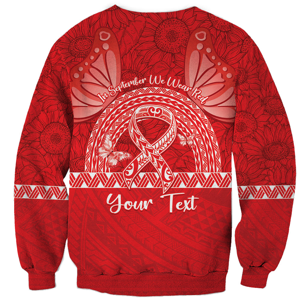 Personalised In September We Wear Red Sweatshirt Polynesia Blood Cancer Awareness LT14 - Polynesian Pride