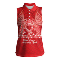 Personalised In September We Wear Red Women Sleeveless Polo Shirt Polynesia Blood Cancer Awareness LT14 Female Red - Polynesian Pride