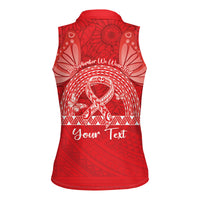 Personalised In September We Wear Red Women Sleeveless Polo Shirt Polynesia Blood Cancer Awareness LT14 - Polynesian Pride