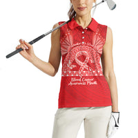 Personalised In September We Wear Red Women Sleeveless Polo Shirt Polynesia Blood Cancer Awareness LT14 - Polynesian Pride