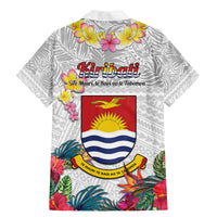 Kiribati Independence Day Family Matching Mermaid Dress and Hawaiian Shirt Frigatebird Mix Tropical Flowers - White Style LT14 - Polynesian Pride