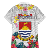 Kiribati Independence Day Family Matching Tank Maxi Dress and Hawaiian Shirt Frigatebird Mix Tropical Flowers - White Style LT14 - Polynesian Pride
