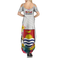 Kiribati Independence Day Summer Maxi Dress Frigatebird Mix Tropical Flowers - White Style