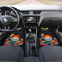 Kiribati Independence Day Car Mats Frigatebird Mix Tropical Flowers - Black Style
