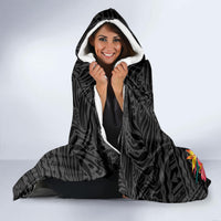 Kiribati Independence Day Hooded Blanket Frigatebird Mix Tropical Flowers - Black Style