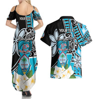 Personalised Guam Liberation Day Couples Matching Summer Maxi Dress and Hawaiian Shirt 80th Anniversary Chamorro Latte Stone With Guasali Flowers LT14 - Polynesian Pride