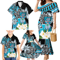 Personalised Guam Liberation Day Family Matching Mermaid Dress and Hawaiian Shirt 80th Anniversary Chamorro Latte Stone With Guasali Flowers LT14 - Polynesian Pride