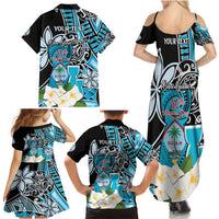 Personalised Guam Liberation Day Family Matching Summer Maxi Dress and Hawaiian Shirt 80th Anniversary Chamorro Latte Stone With Guasali Flowers LT14 - Polynesian Pride