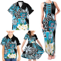 Personalised Guam Liberation Day Family Matching Tank Maxi Dress and Hawaiian Shirt 80th Anniversary Chamorro Latte Stone With Guasali Flowers LT14 - Polynesian Pride