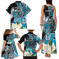 Personalised Guam Liberation Day Family Matching Tank Maxi Dress and Hawaiian Shirt 80th Anniversary Chamorro Latte Stone With Guasali Flowers LT14 - Polynesian Pride