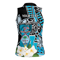 Personalised Guam Liberation Day Women Sleeveless Polo Shirt 80th Anniversary Chamorro Latte Stone With Guasali Flowers LT14 - Polynesian Pride