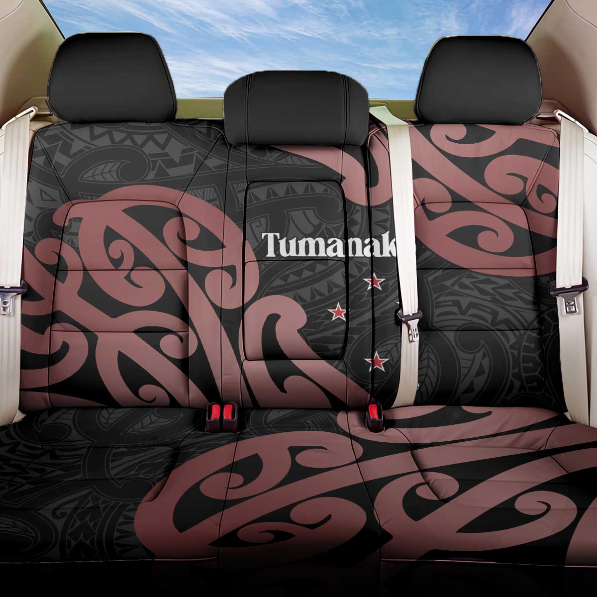 New Zealand Mangopare Tamanako Back Car Seat Cover Aotearoa Maori LT14 One Size Brown - Polynesian Pride