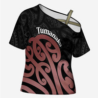 New Zealand Mangopare Tamanako Cross Shoulder Shirt Aotearoa Maori LT14 Female Brown - Polynesian Pride