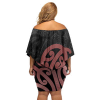 New Zealand Mangopare Tamanako Family Matching Off Shoulder Short Dress and Hawaiian Shirt Aotearoa Maori LT14 - Polynesian Pride