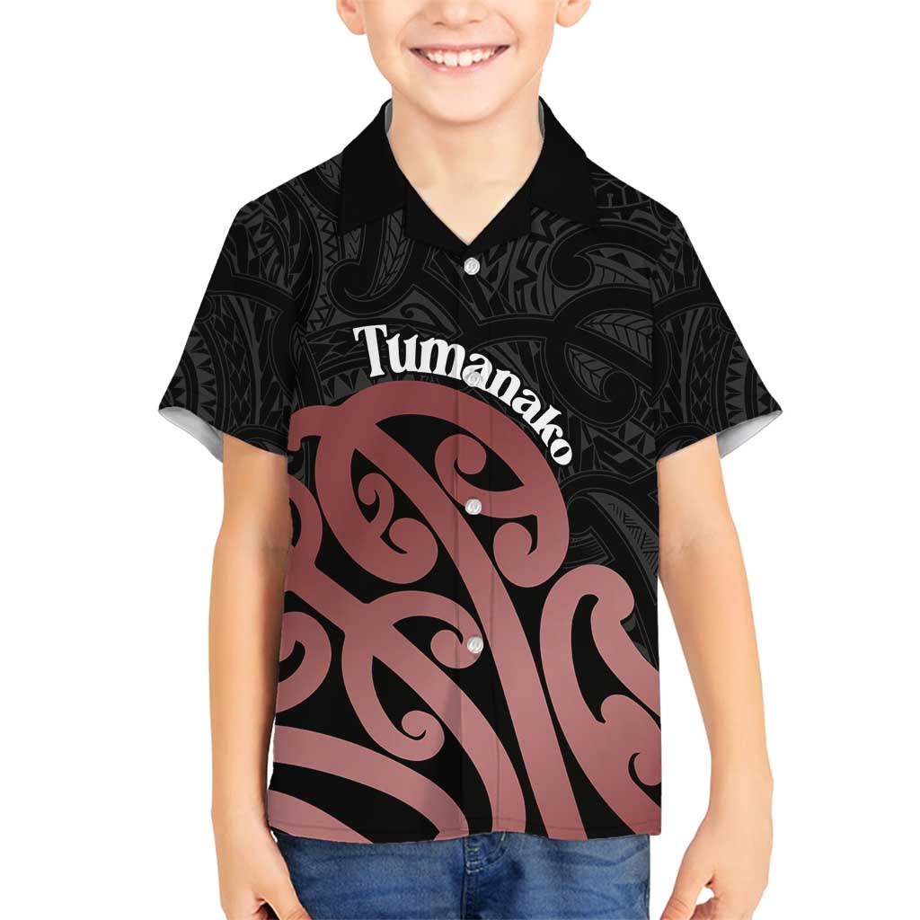 New Zealand Mangopare Tamanako Family Matching Off Shoulder Short Dress and Hawaiian Shirt Aotearoa Maori LT14 Son's Shirt Brown - Polynesian Pride