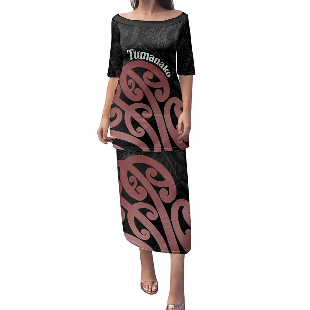 New Zealand Mangopare Tamanako Family Matching Puletasi and Hawaiian Shirt Aotearoa Maori LT14 Mom's Dress Brown - Polynesian Pride