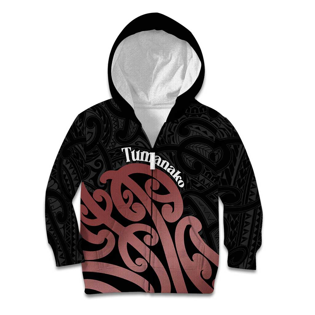 New Zealand Mangopare Tamanako Kid Hoodie Aotearoa Maori LT14 Zip Hoodie Brown - Polynesian Pride