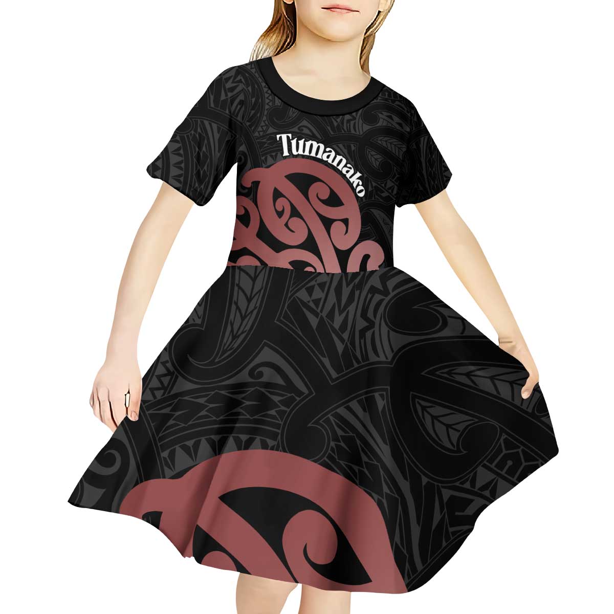 New Zealand Mangopare Tamanako Kid Short Sleeve Dress Aotearoa Maori LT14 - Polynesian Pride