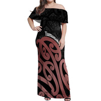 New Zealand Mangopare Tamanako Off Shoulder Maxi Dress Aotearoa Maori LT14 Women Brown - Polynesian Pride