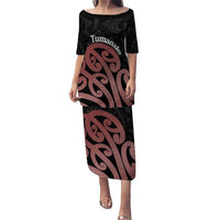 New Zealand Mangopare Tamanako Puletasi Aotearoa Maori LT14 Long Dress Brown - Polynesian Pride