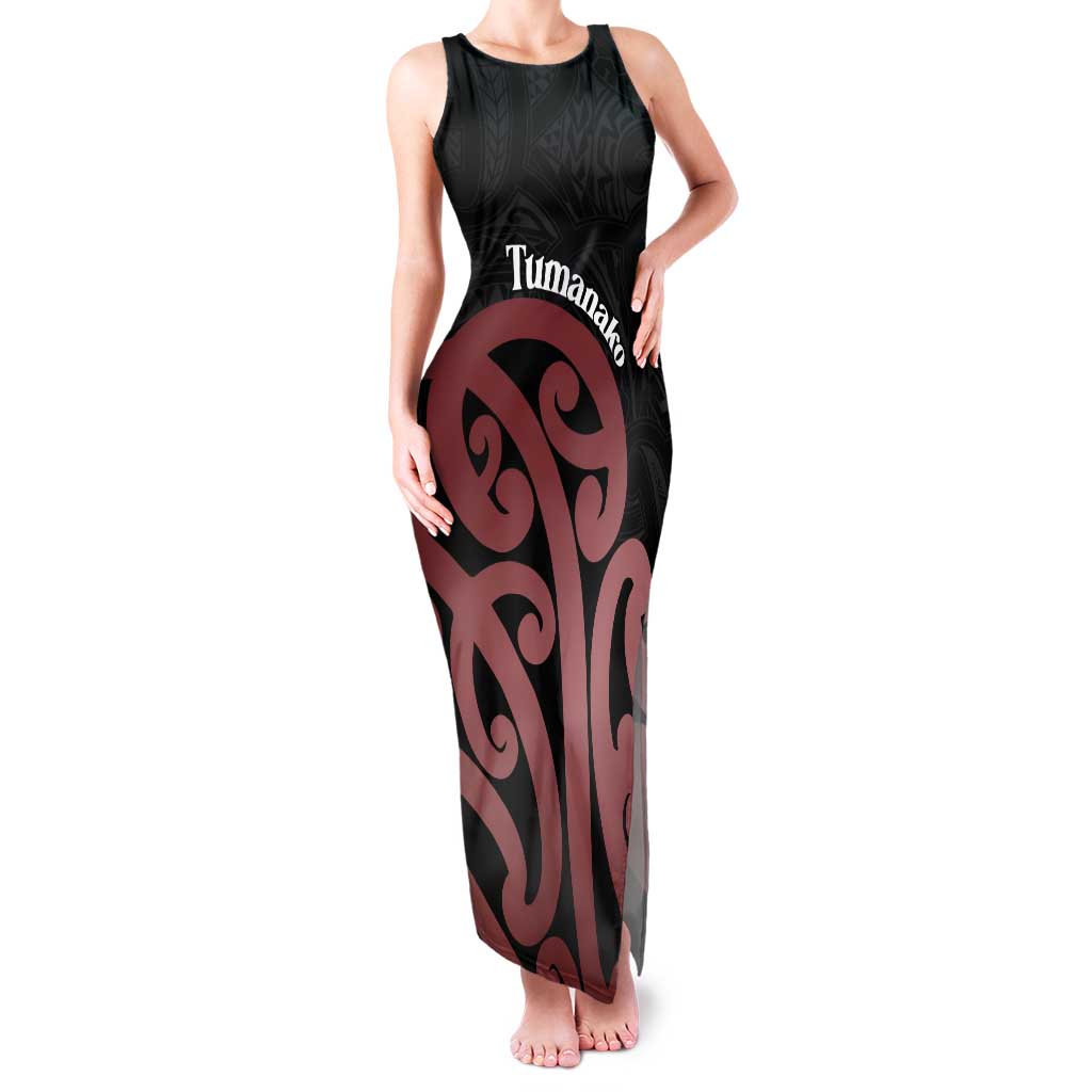 New Zealand Mangopare Tamanako Tank Maxi Dress Aotearoa Maori LT14 Women Brown - Polynesian Pride