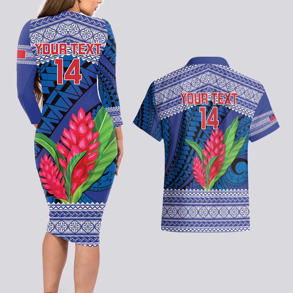 Custom Samoa Rugby Couples Matching Long Sleeve Bodycon Dress and Hawaiian Shirt 2024 Go Champions Samoan Gingers LT14 - Polynesian Pride