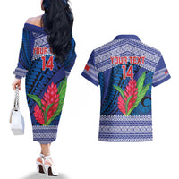 Custom Samoa Rugby Couples Matching Off The Shoulder Long Sleeve Dress and Hawaiian Shirt 2024 Go Champions Samoan Gingers LT14 - Polynesian Pride