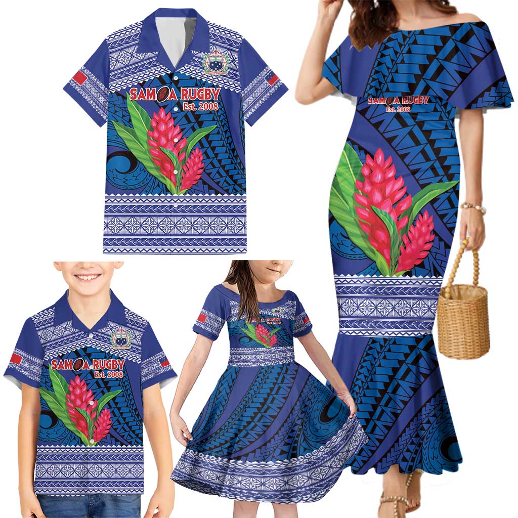 Custom Samoa Rugby Family Matching Mermaid Dress and Hawaiian Shirt 2024 Go Champions Samoan Gingers LT14 - Polynesian Pride