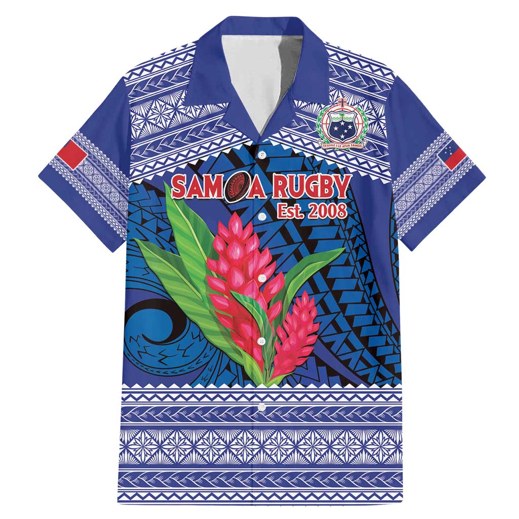 Custom Samoa Rugby Family Matching Mermaid Dress and Hawaiian Shirt 2024 Go Champions Samoan Gingers LT14 Dad's Shirt - Short Sleeve Blue - Polynesian Pride