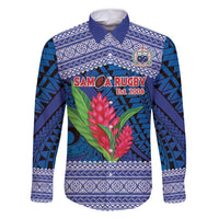 Custom Samoa Rugby Family Matching Mermaid Dress and Hawaiian Shirt 2024 Go Champions Samoan Gingers LT14 Dad's Shirt - Long Sleeve Blue - Polynesian Pride