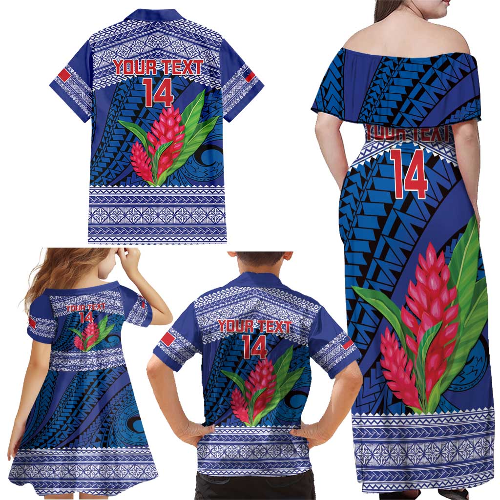 Custom Samoa Rugby Family Matching Off Shoulder Maxi Dress and Hawaiian Shirt 2024 Go Champions Samoan Gingers LT14 - Polynesian Pride