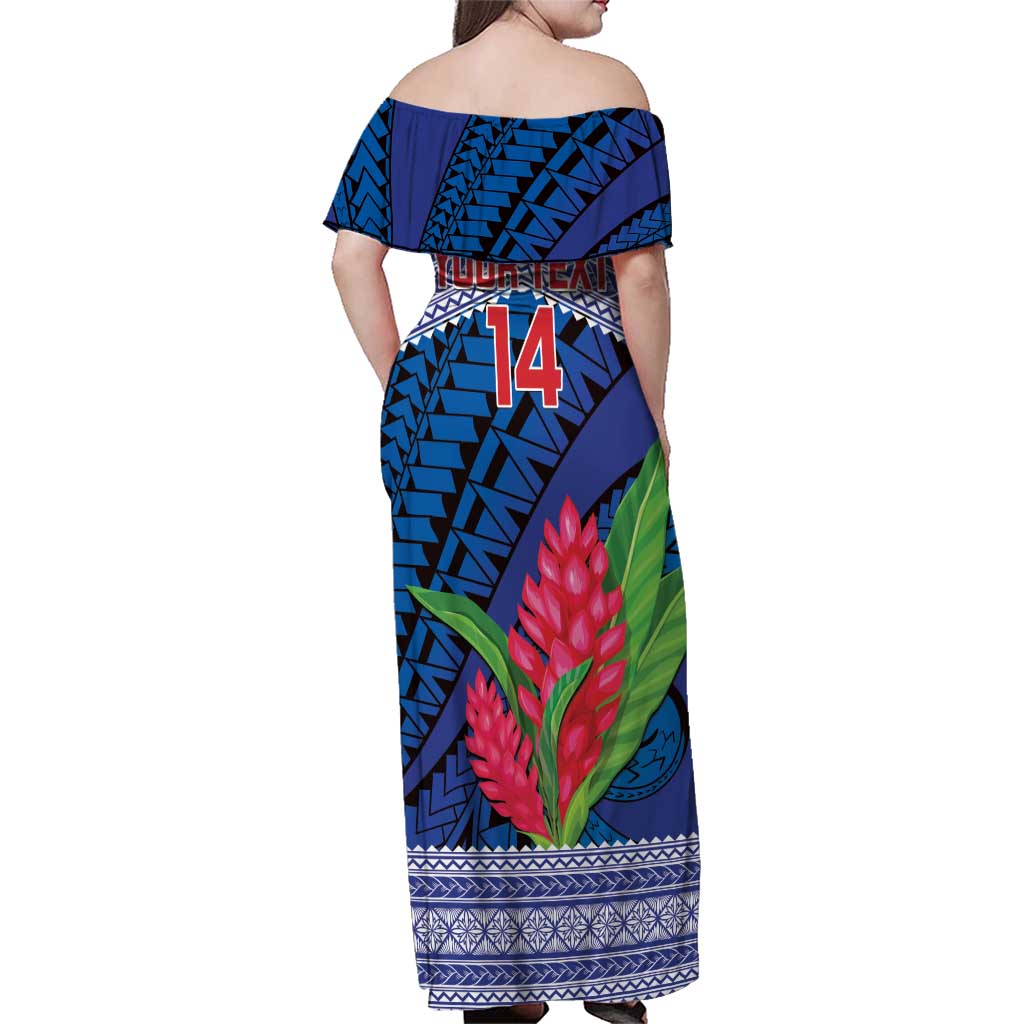Custom Samoa Rugby Family Matching Off Shoulder Maxi Dress and Hawaiian Shirt 2024 Go Champions Samoan Gingers LT14 - Polynesian Pride
