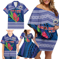 Custom Samoa Rugby Family Matching Off Shoulder Short Dress and Hawaiian Shirt 2024 Go Champions Samoan Gingers LT14 - Polynesian Pride