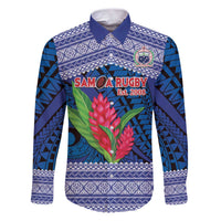 Custom Samoa Rugby Family Matching Puletasi and Hawaiian Shirt 2024 Go Champions Samoan Gingers LT14 Dad's Shirt - Long Sleeve Blue - Polynesian Pride