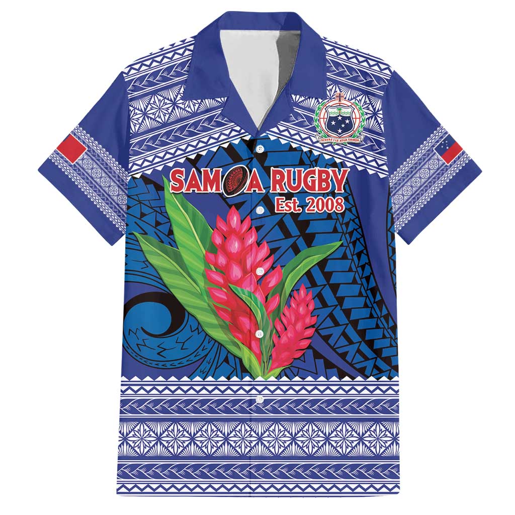 Custom Samoa Rugby Family Matching Short Sleeve Bodycon Dress and Hawaiian Shirt 2024 Go Champions Samoan Gingers LT14 Dad's Shirt - Short Sleeve Blue - Polynesian Pride