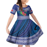 Custom Samoa Rugby Family Matching Summer Maxi Dress and Hawaiian Shirt 2024 Go Champions Samoan Gingers LT14 Daughter's Dress Blue - Polynesian Pride