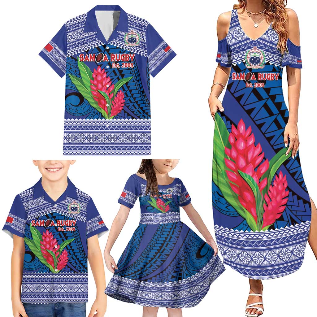 Custom Samoa Rugby Family Matching Summer Maxi Dress and Hawaiian Shirt 2024 Go Champions Samoan Gingers LT14 - Polynesian Pride