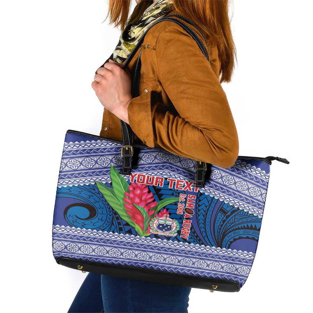Custom Samoa Rugby Leather Tote Bag 2024 Go Champions Samoan Gingers LT14 Blue - Polynesian Pride