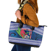 Custom Samoa Rugby Leather Tote Bag 2024 Go Champions Samoan Gingers LT14 Blue - Polynesian Pride