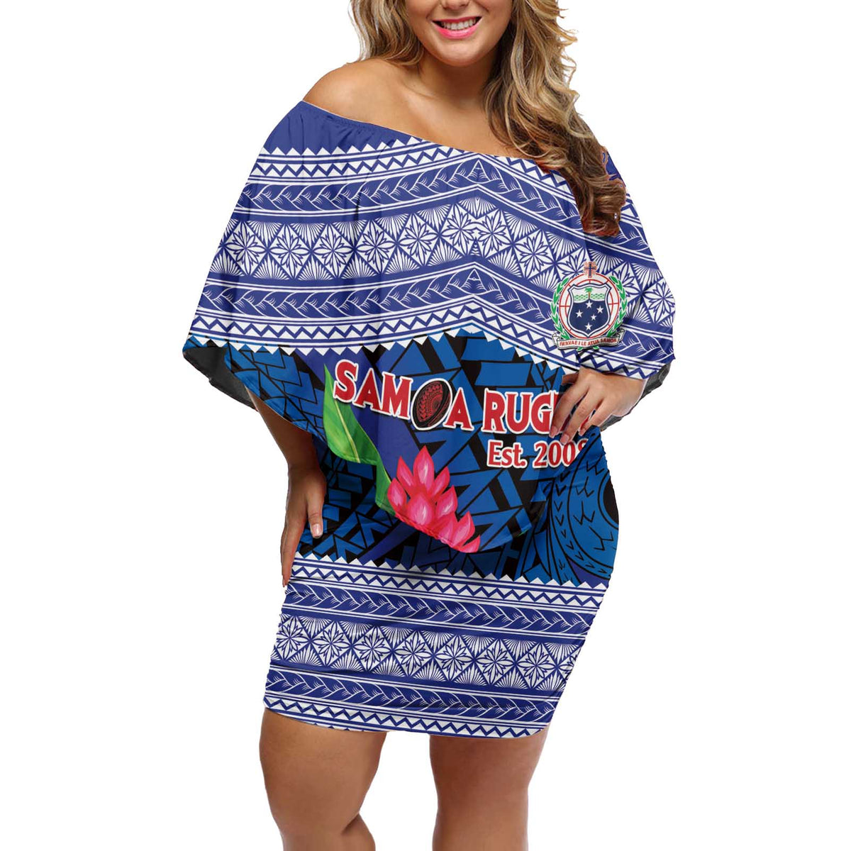 Custom Samoa Rugby Off Shoulder Short Dress 2024 Go Champions Samoan Gingers