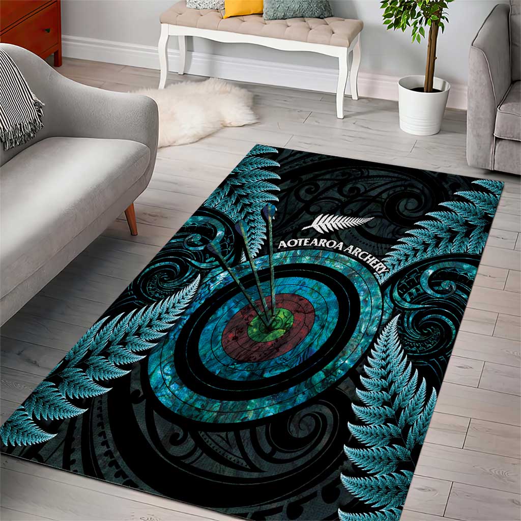 New Zealand Archery Area Rug Aotearoa Silver Fern Maori - Polynesian Pride